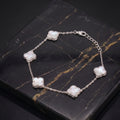 Mother Of Pearl Clover Bracelet Adjustable 7-8" inch 925 Sterling Silver