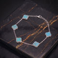 Turquoise Clover Bracelet Adjustable 7-8" inch 925 Sterling Silver