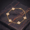 CZ Clover Bracelet Adjustable 7-8" inch 925 14k Over 925 Sterling Silver