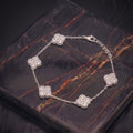 Cz Clover Bracelet Adjustable 7-8" inch 925 Sterling Silver 8.5mm