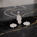 Hamsa Earrings And Necklace Set 925 Sterling Silver Cz 18"