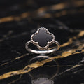 Clover Ring 925 Sterling Silver Black Onyx 13mm
