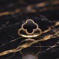 Clover Ring 14k Gold Over 925 Sterling Silver Black Onyx 13mm