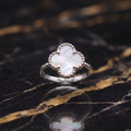 Clover Ring 925 Sterling Silver Mother Of Pearl 13mm