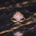 Clover Ring Pink Mother Of Pearl 14k Gold Over 925 Sterling Silver 13mm