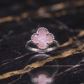 Clover Ring 925 Sterling Silver Pink Mother Of Pearl 13mm