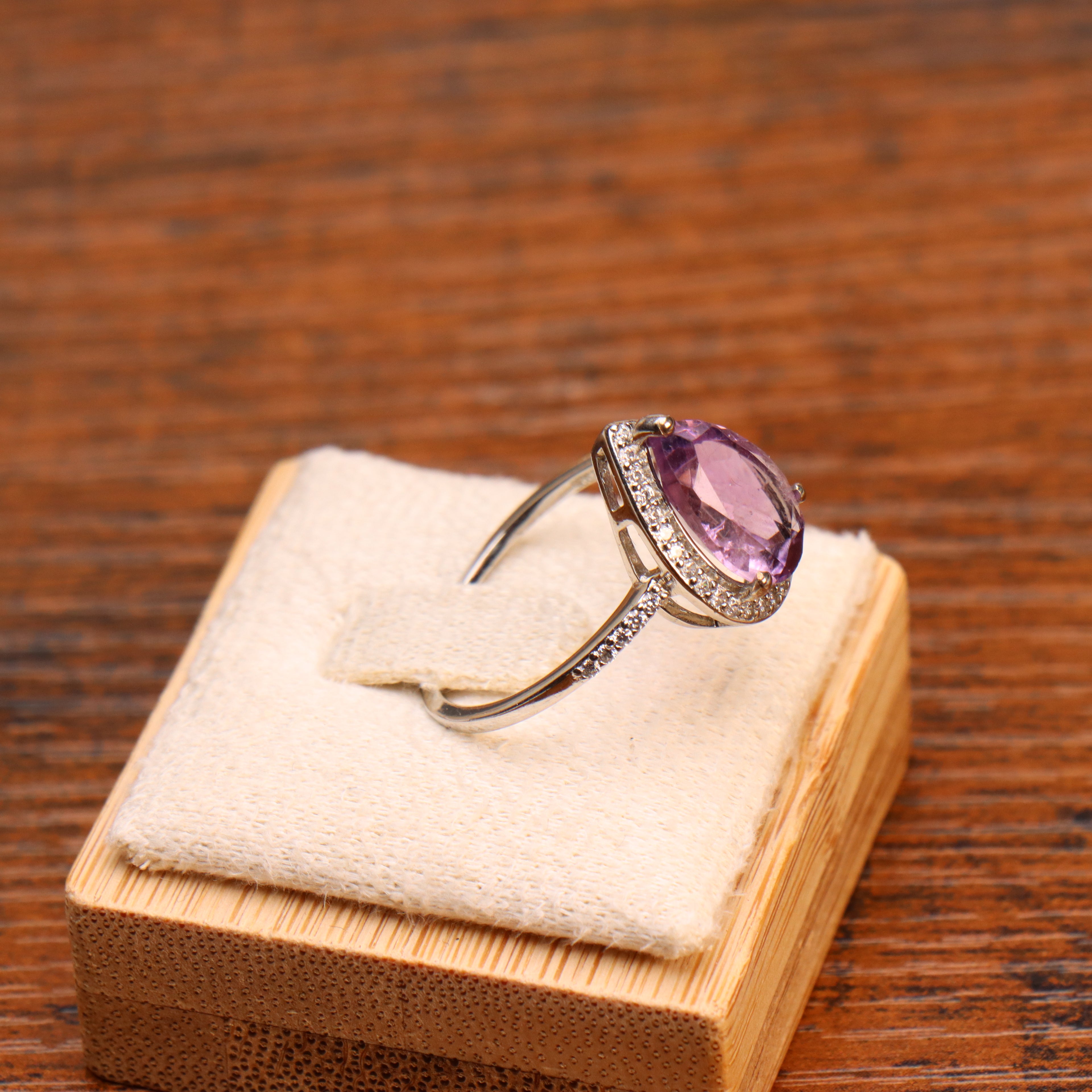 Amethyst Purple Semi Precious Natural Ring 925 Sterling Silver Pear