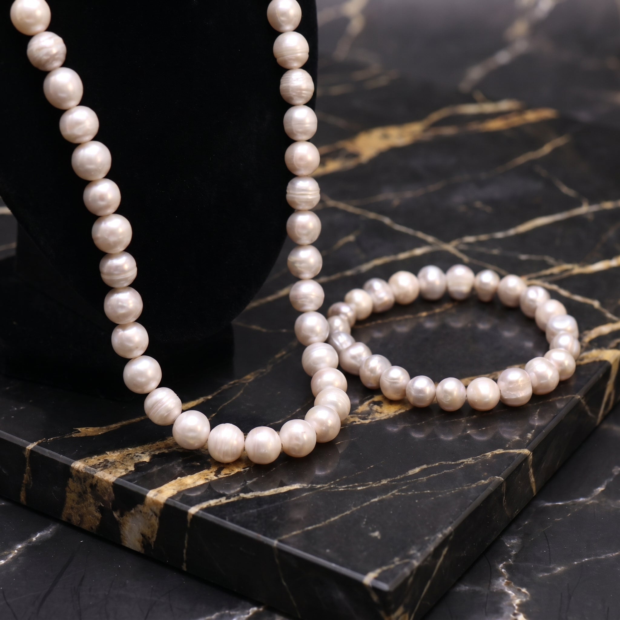Natural White Freshwater Pearl Necklace 20"  Genuine Strand Classic Jewelry