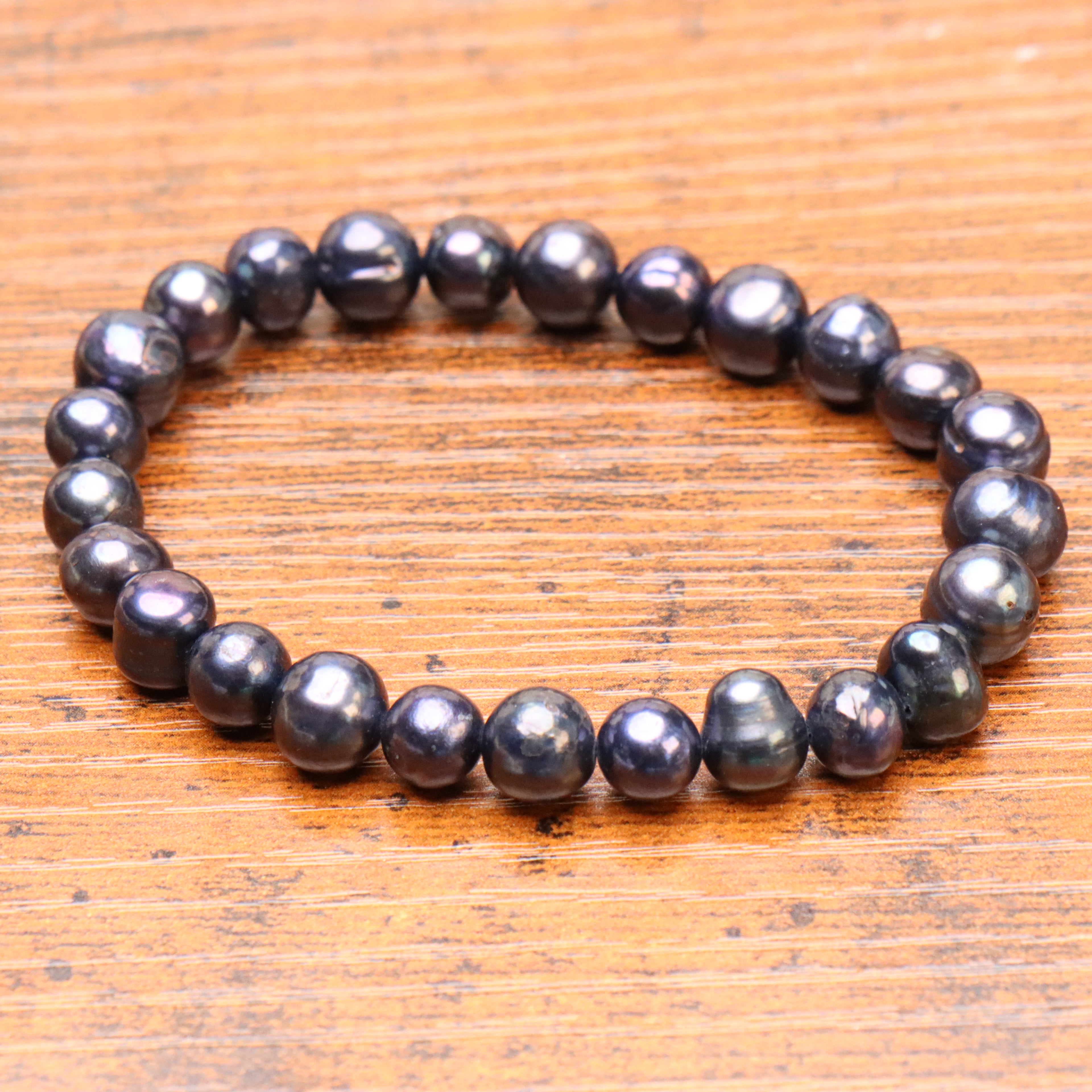 Black Genuine Fresh Water Pearl Stretch Bracelet Color Treated Stretch