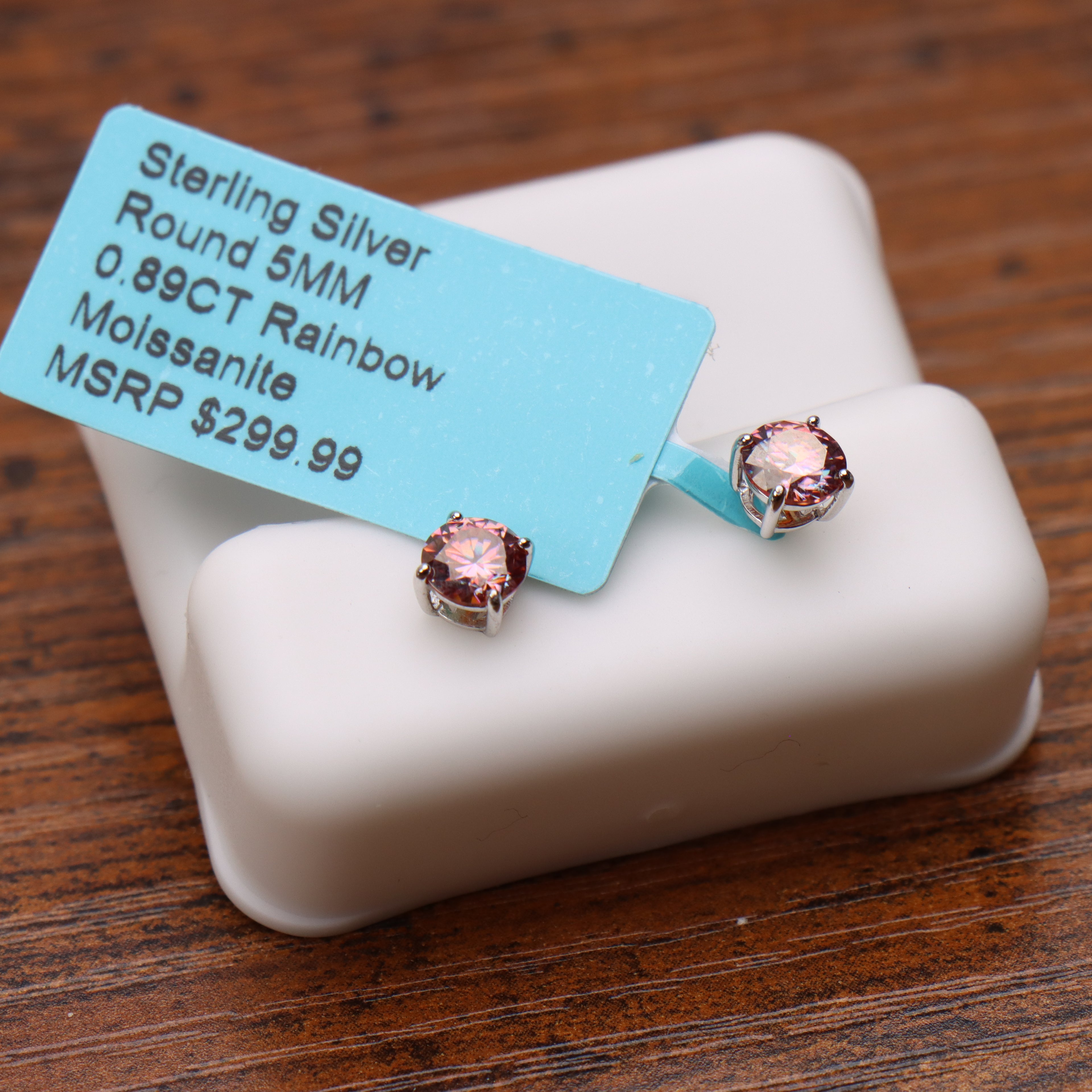 Moissanite Rainbow 5mm Studs Gra Certified 925 Sterling Silver Genuine