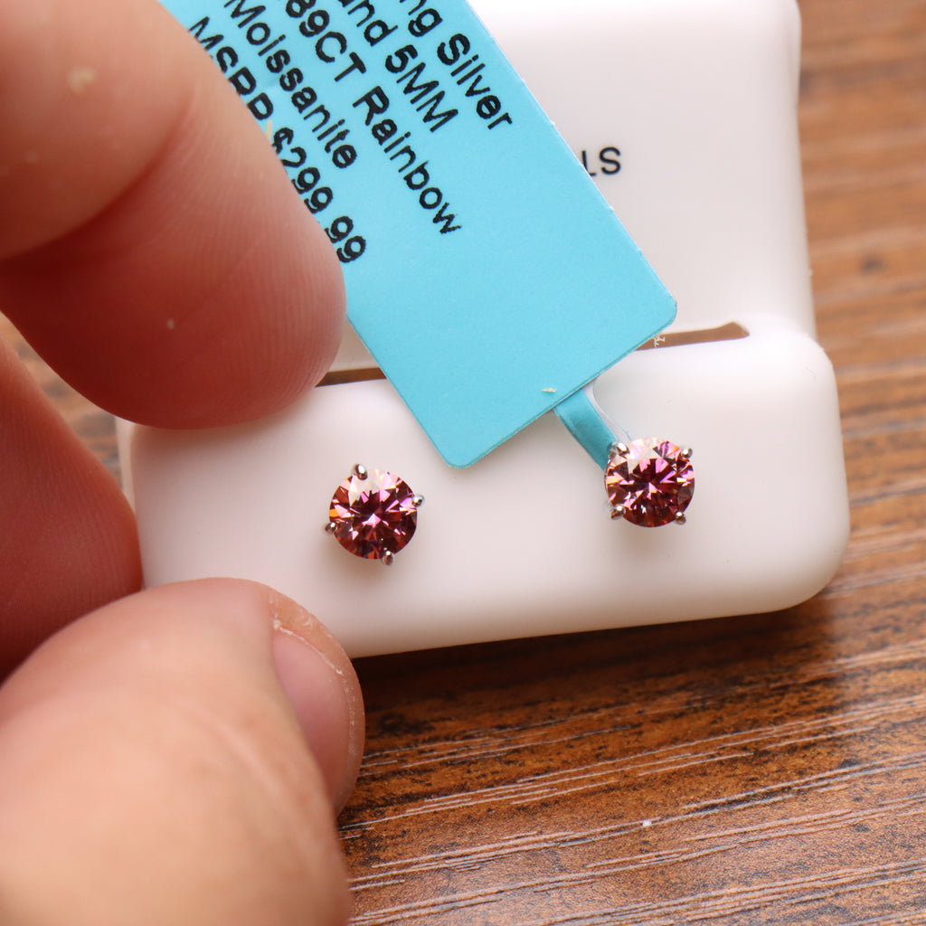 Moissanite Rainbow 5mm Studs Gra Certified 925 Sterling Silver Genuine