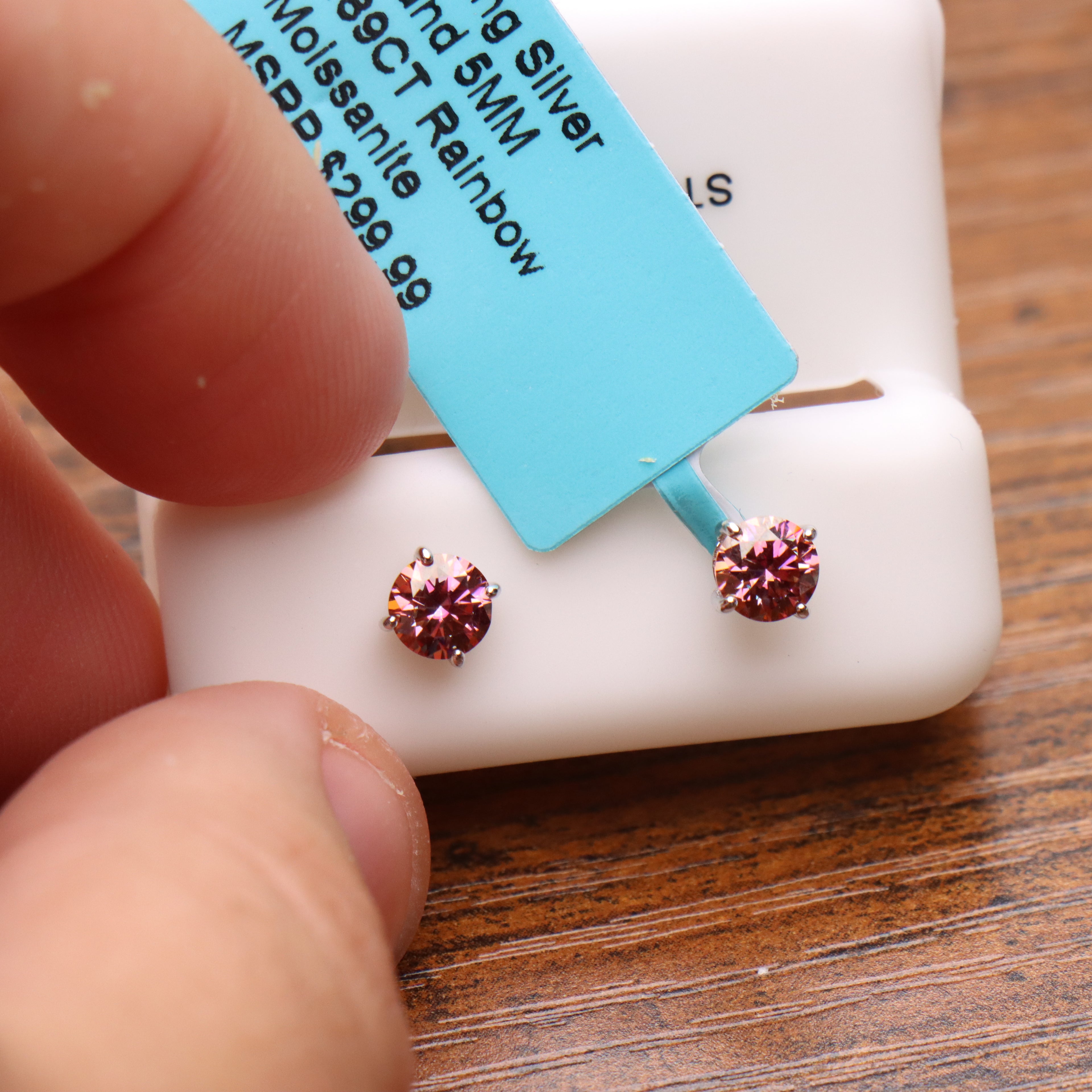 Moissanite Rainbow 5mm Studs Gra Certified 925 Sterling Silver Genuine