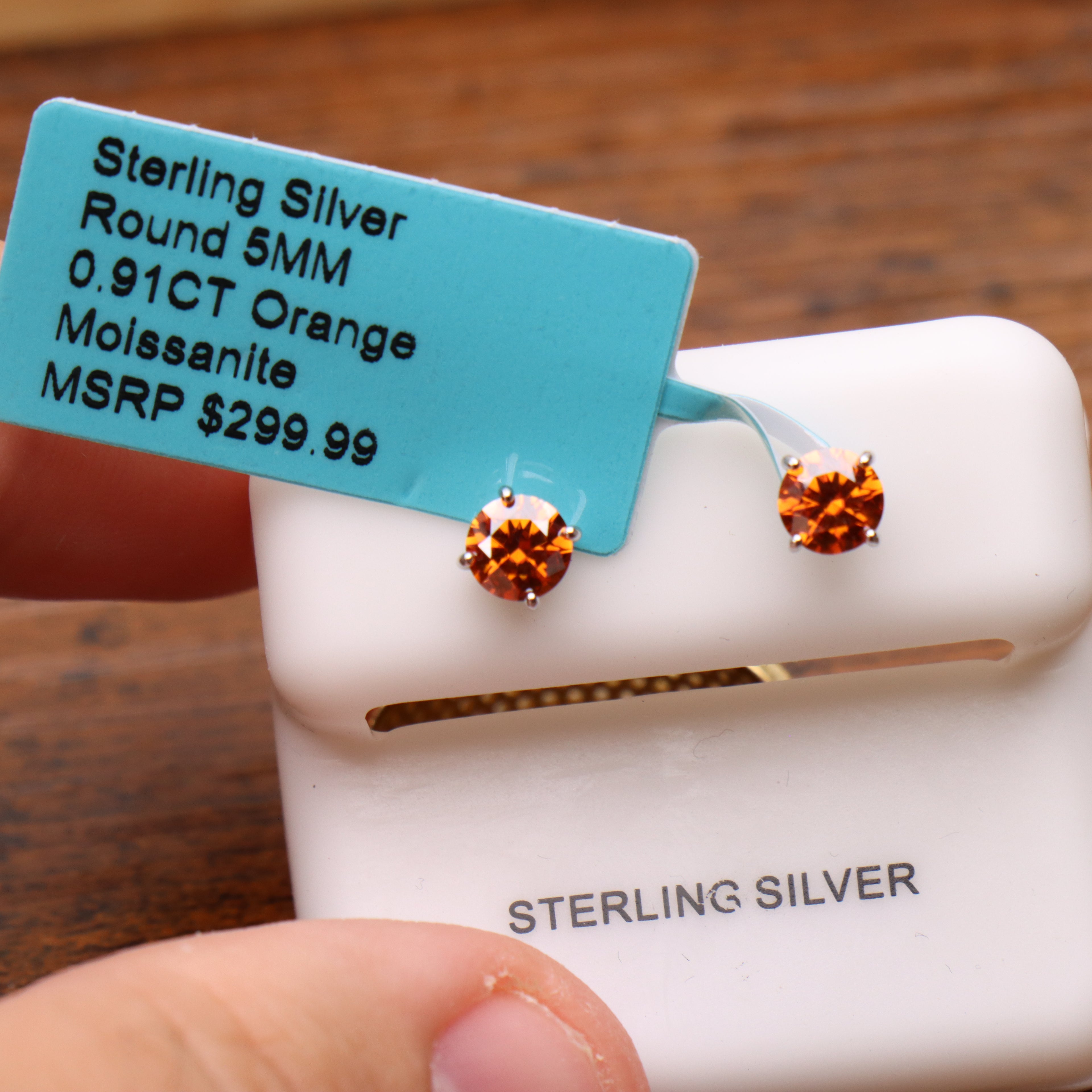 Moissanite Orange 5mm Studs Gra Certified 925 Sterling Silver Genuine