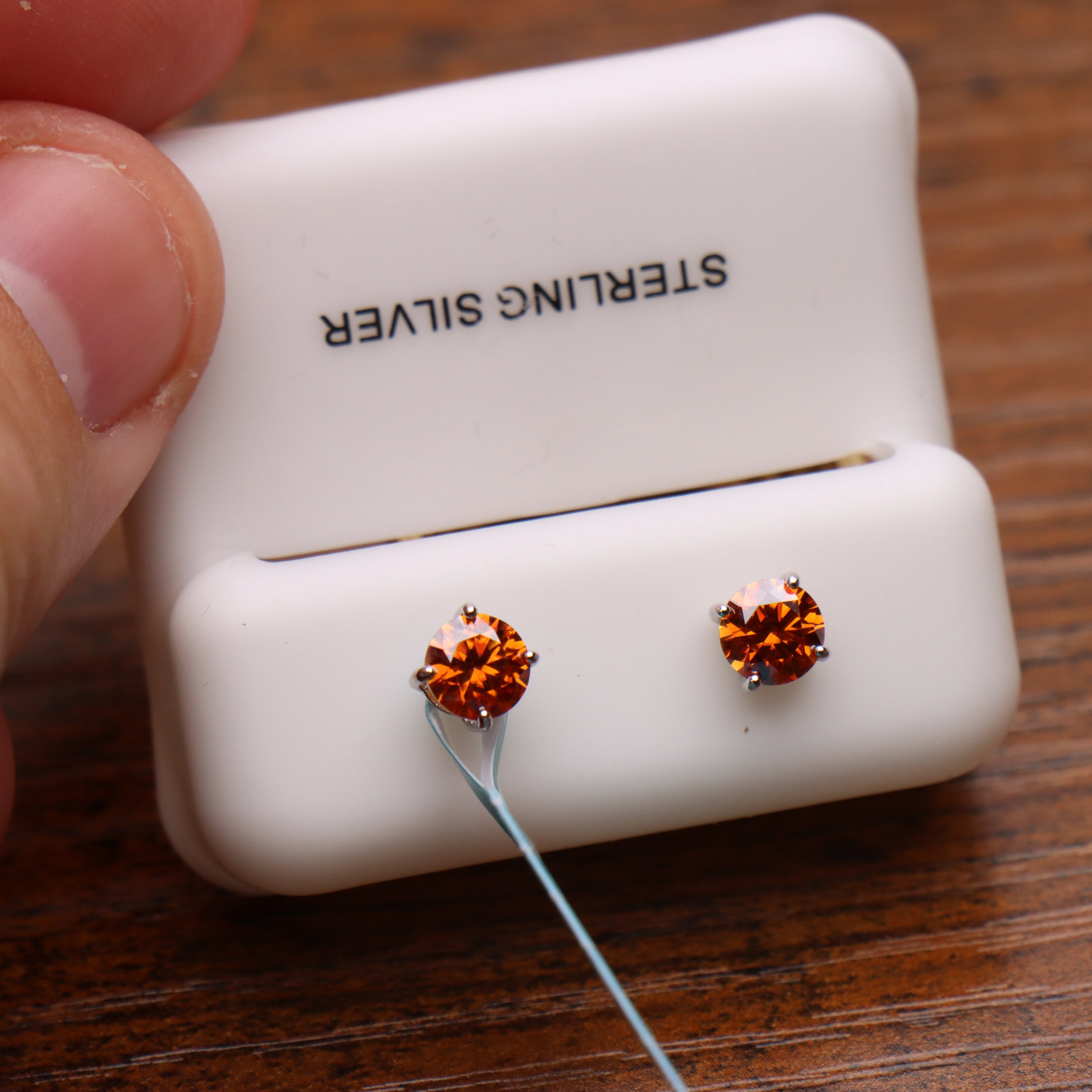 Moissanite Orange 5mm Studs Gra Certified 925 Sterling Silver Genuine