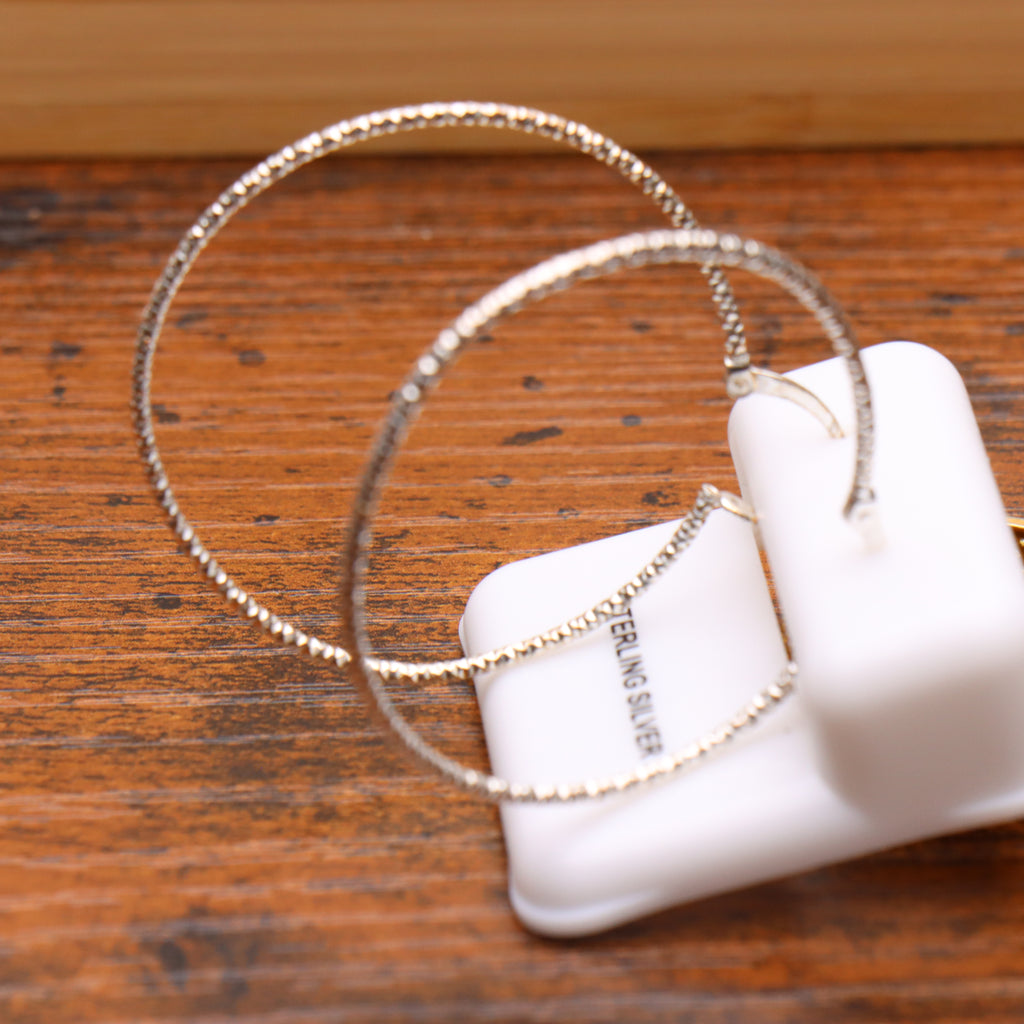 Large Thin Hoop Earrings 925 Sterling Silver 40mm Diameter
