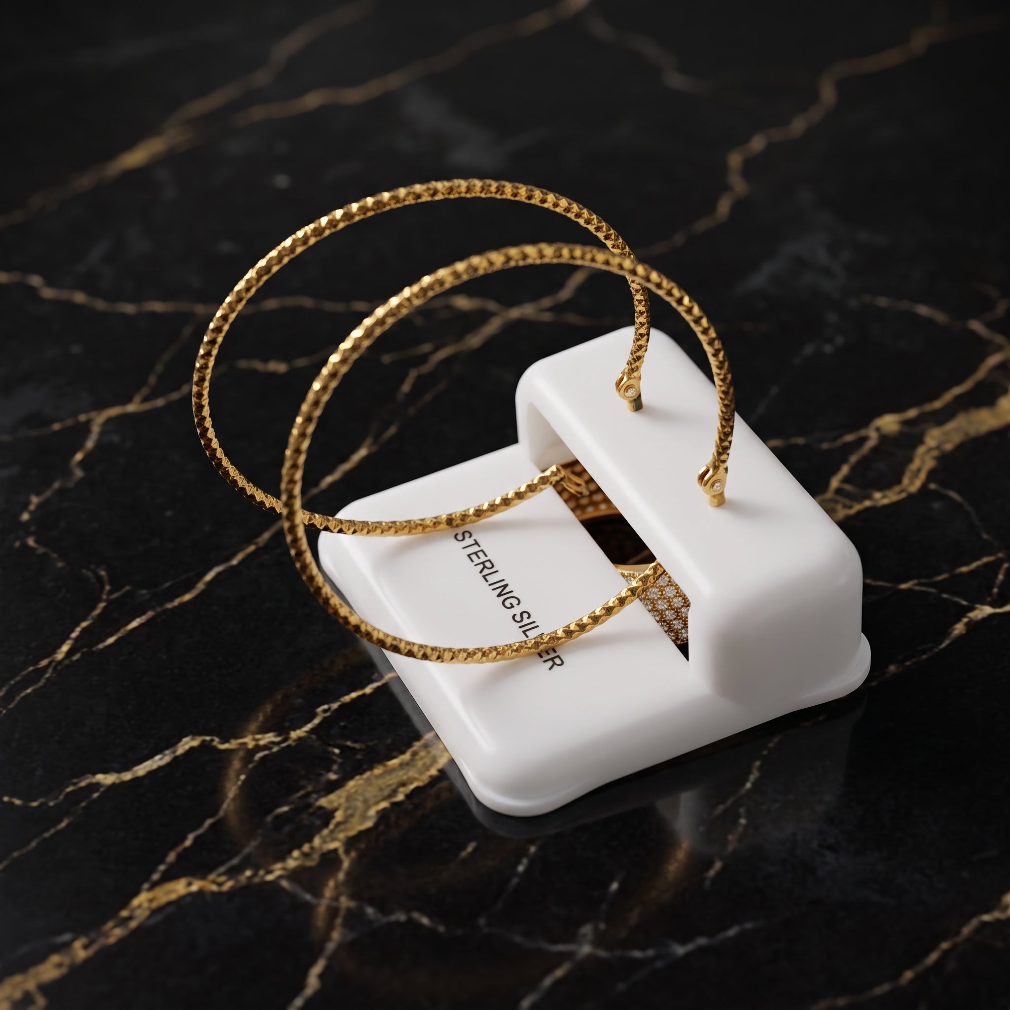 Large Thin Hoop Earrings 14k Gold Over 925 Silver 40mm Diameter