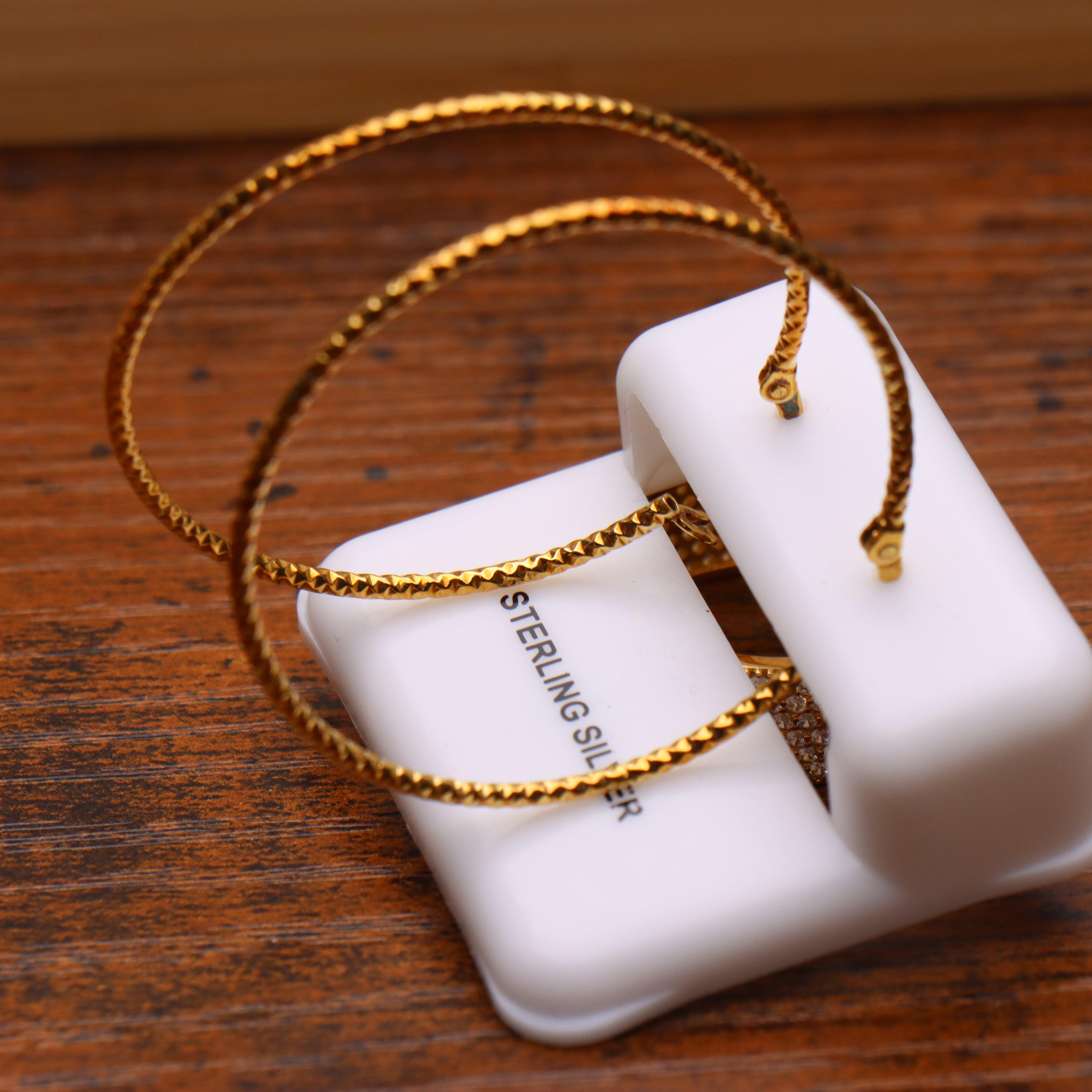 Large Thin Hoop Earrings 14k Gold Over 925 Silver 40mm Diameter