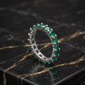 Green Cz Eternity Band 925 Sterling Silver Round Cut