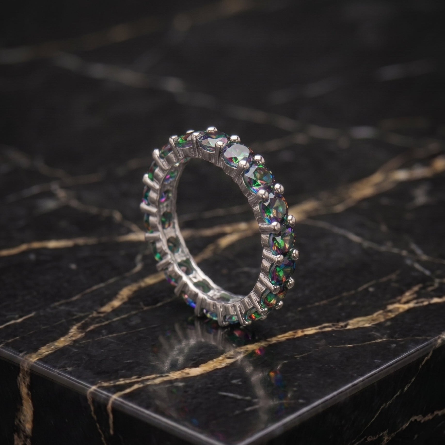 mystic topaz eternity band
