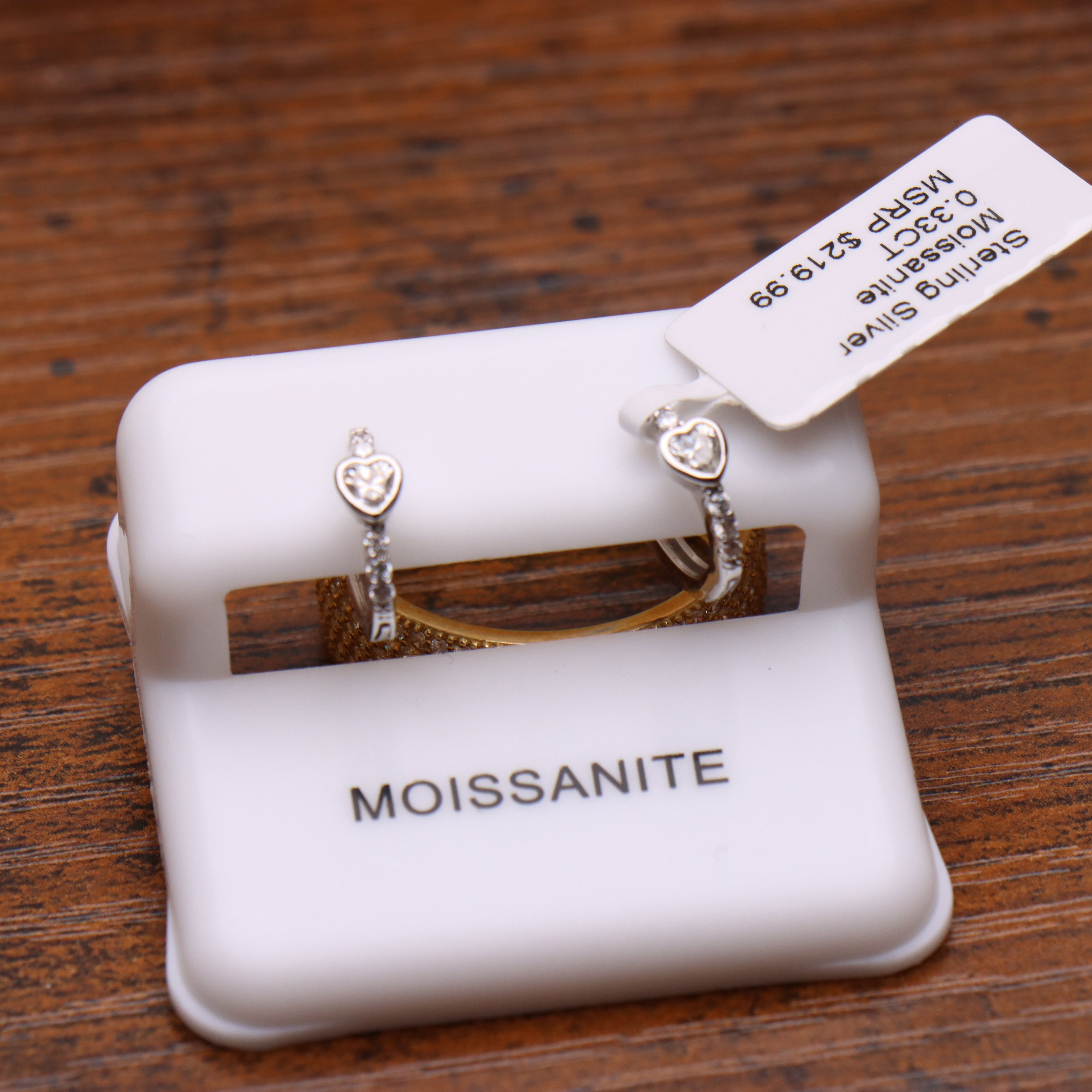 Genuine Moissanite Heart 925 Sterling Silver Huggie Hoop Earrings Dainty