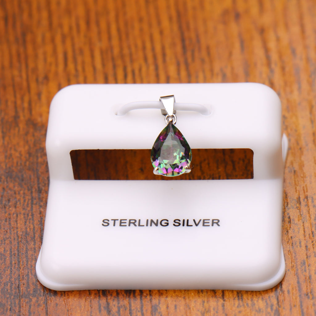 Pear Mystic Topaz Semi Precious Natural Pendant 925 Silver 10x7mm