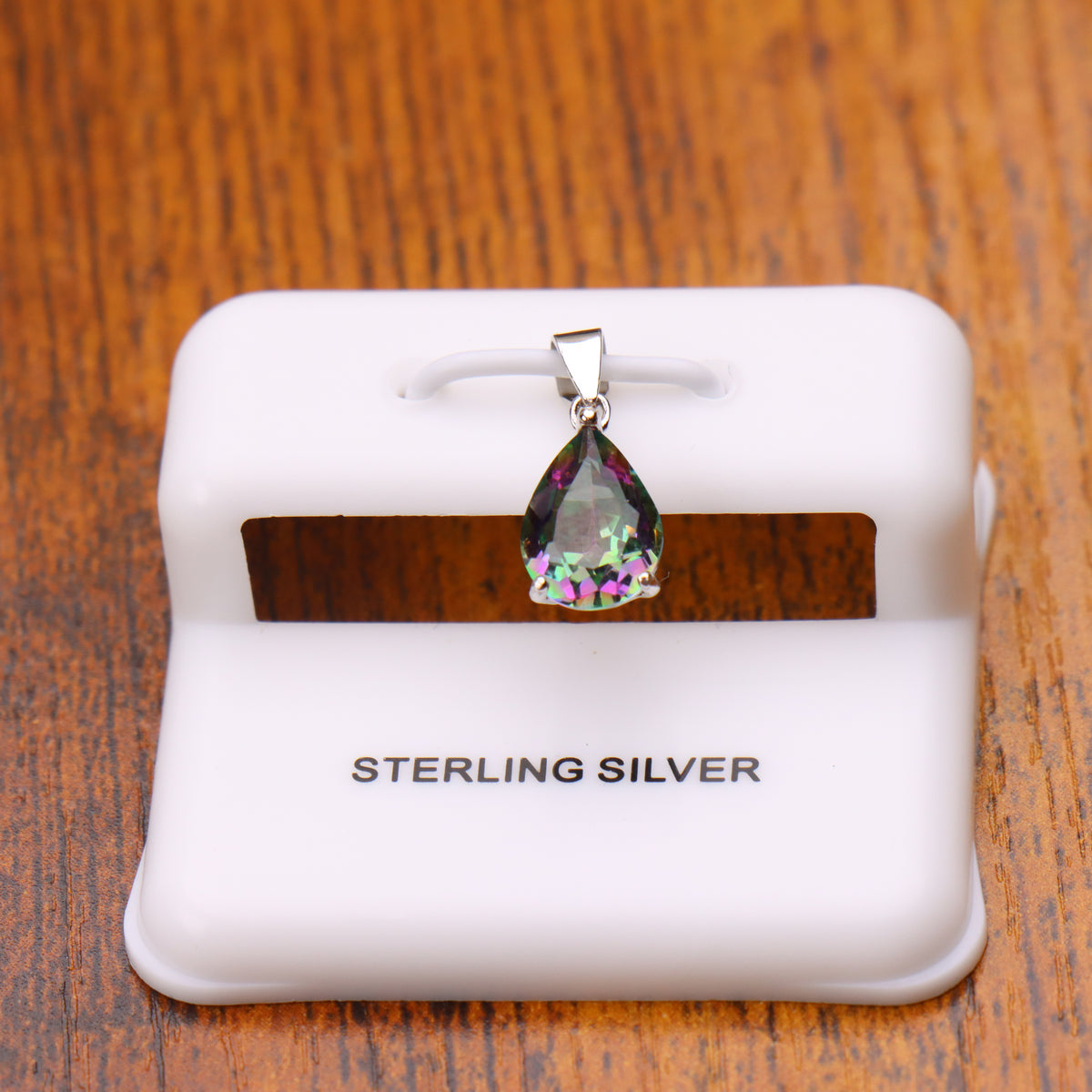 Pear Mystic Topaz Semi Precious Natural Pendant 925 Silver 10x7mm