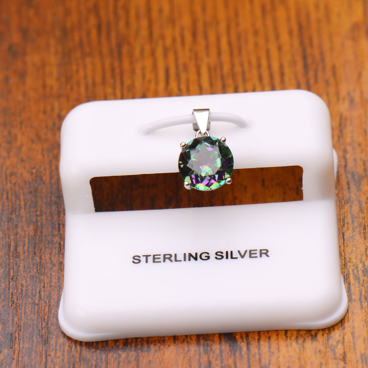 Mystic Topaz Round Semi Precious Natural Pendant 925 Sterling Silver 7mm