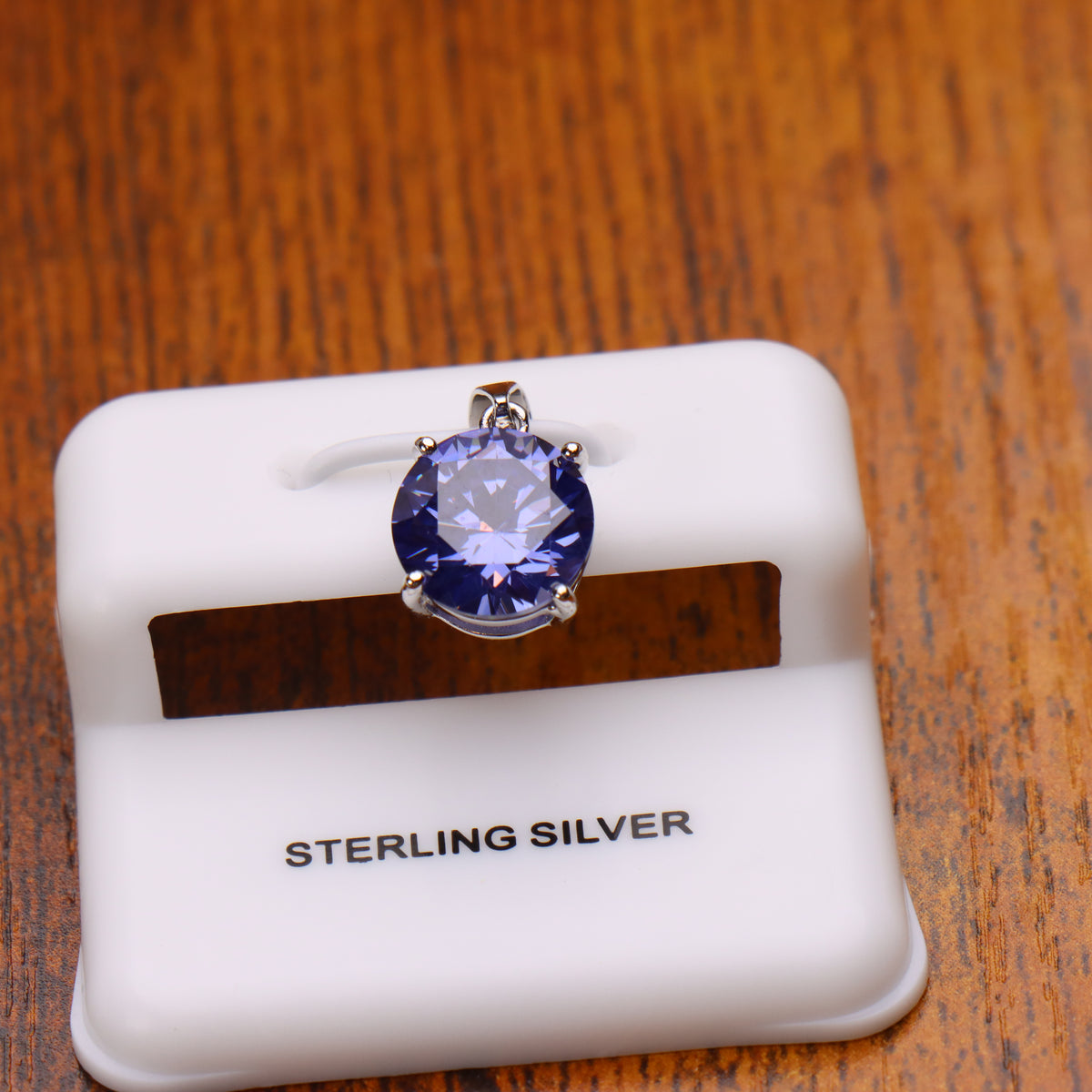 Round Tanzanite CZ Pendant 925 Sterling Silver 10mm