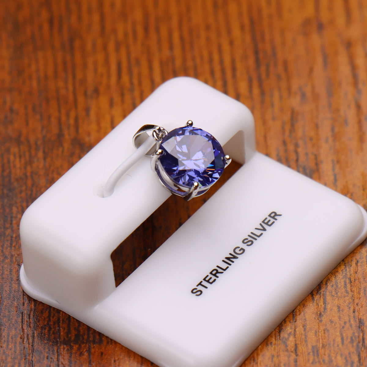 Round Tanzanite CZ Pendant 925 Sterling Silver 10mm