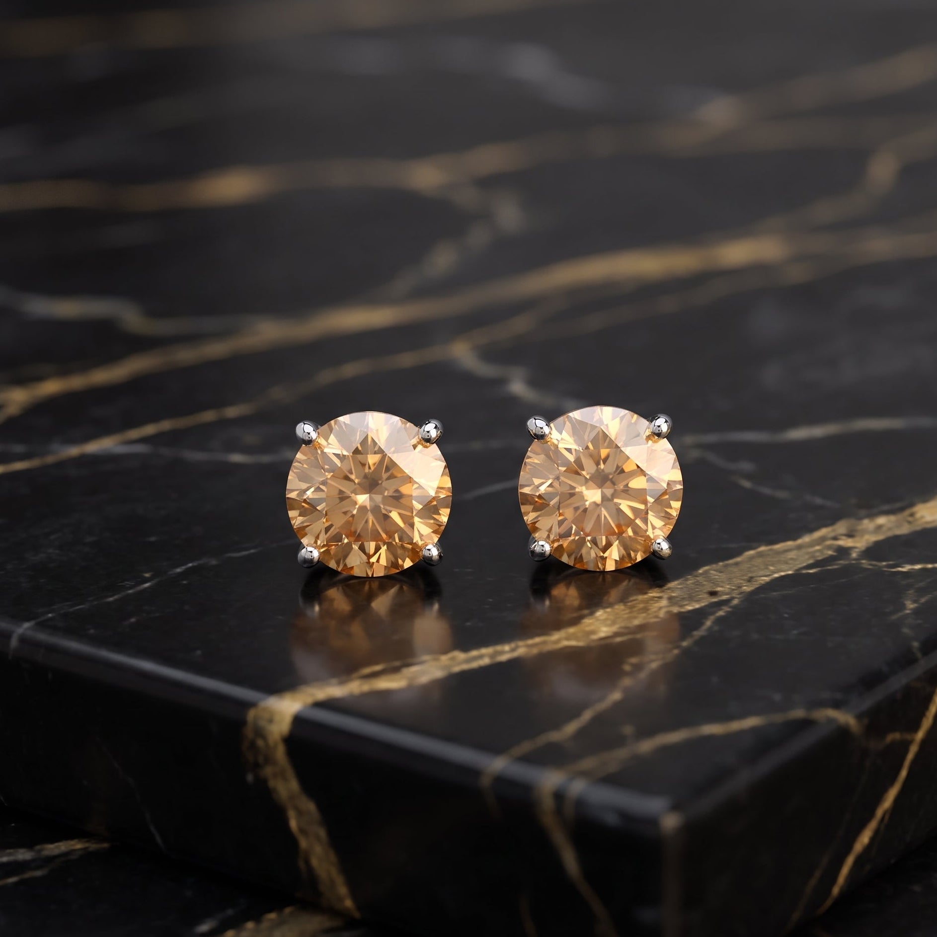 Moissanite Champagne 5mm Studs Gra Certified 925 Sterling Silver Genuine 