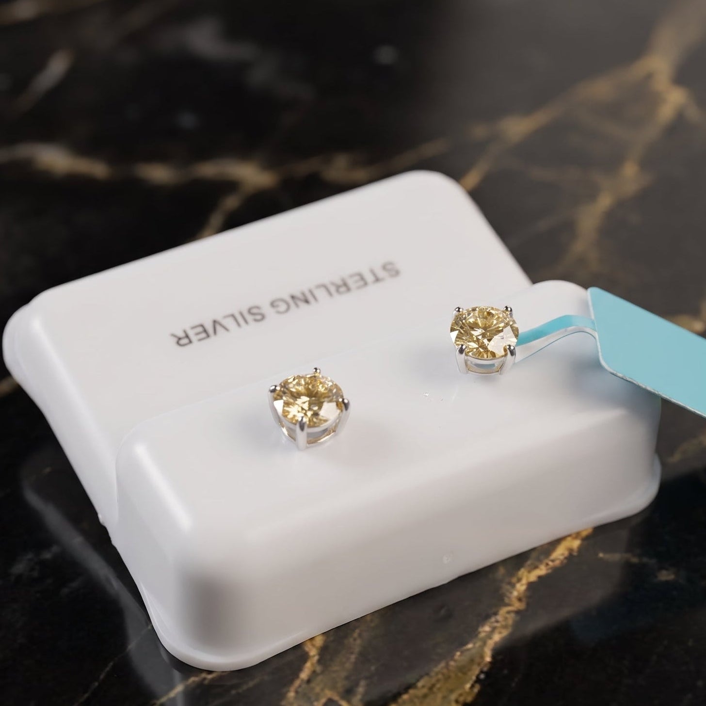 Moissanite Light Yellow 5mm Studs Gra Certified 925 Sterling Silver Genuine