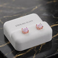 Pink Opal Round Earrings 925 Rose Gold Over 925 Sterling Silver Lab Created