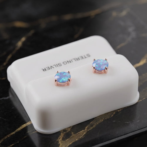 Rose Gold Blue Opals 5mm