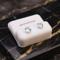 Light Blue Cz Earrings Round 925 Sterling Silver 6mm