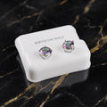 Mystic Topaz 8mm Cz Earrings Round 925 Sterling Silver