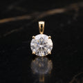 Genuine Moissanite Round 8mm 2 Ct Pendant 14k Gold Over 925 Silver