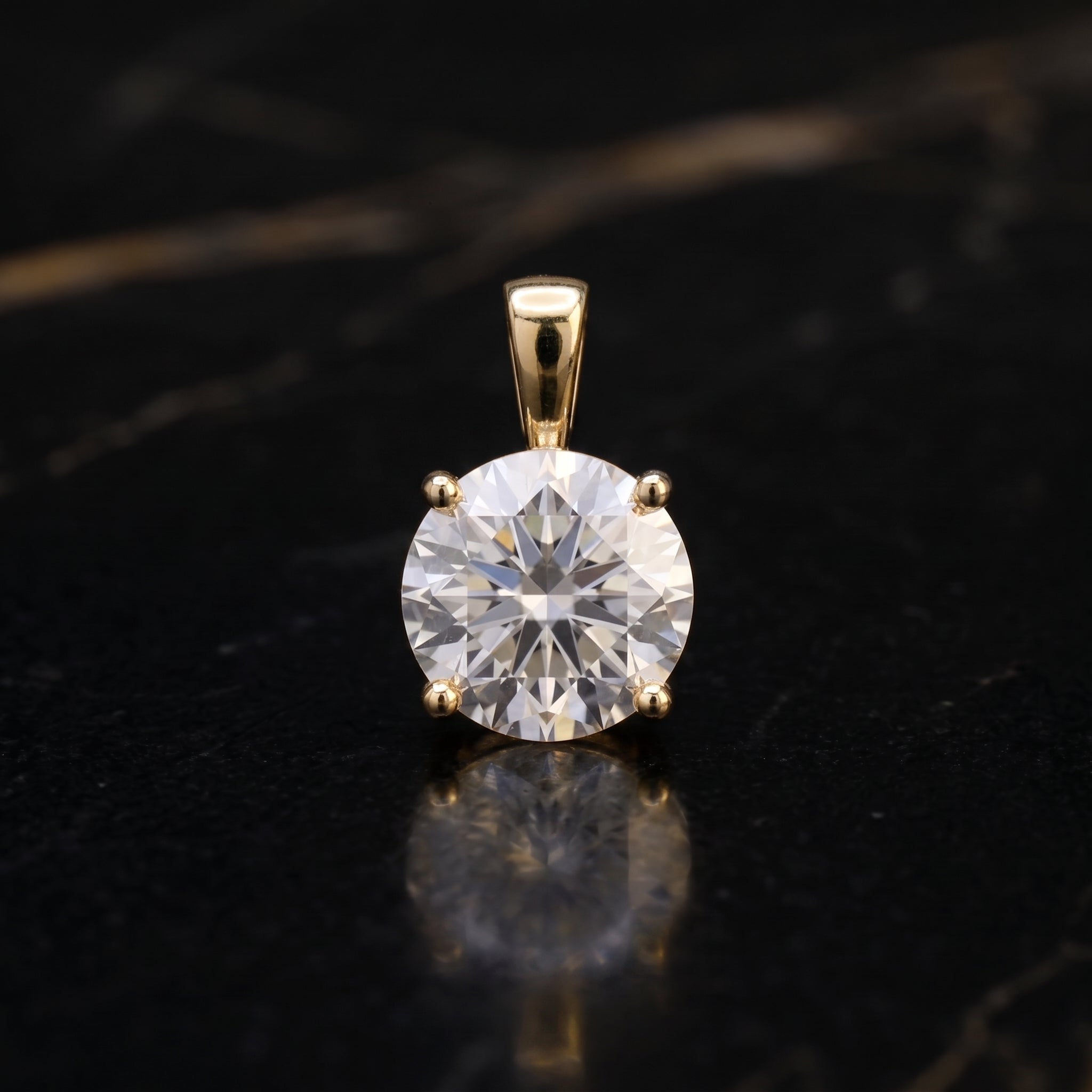 Genuine Moissanite Round 8mm 2 Ct Pendant 14k Gold Over 925 Silver