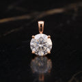 Genuine Moissanite Round 2 Ct 8mm Pendant Rose Gold Over 925 Silver