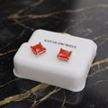 Red Fire Opal Square Earrings Rose Gold Over 925 Sterling Silver Lab Created