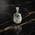 Green Amethyst Oval Semi Precious Natural Pendant 925 Silver 8x7mm