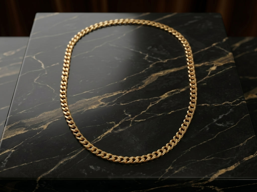 4mm Gold Over 925 Sterling Silver Curb Cuban Link Solid Chain Necklace
