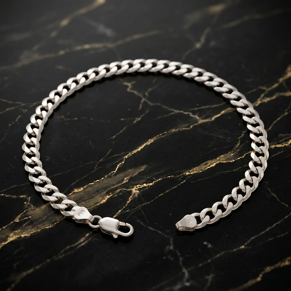 4mm 925 Sterling Silver Curb Cuban Link Solid Chain Bracelet 8" Mens Women