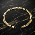 4mm Gold Over 925 Sterling Silver Curb Cuban Link Solid Chain Bracelet 8"