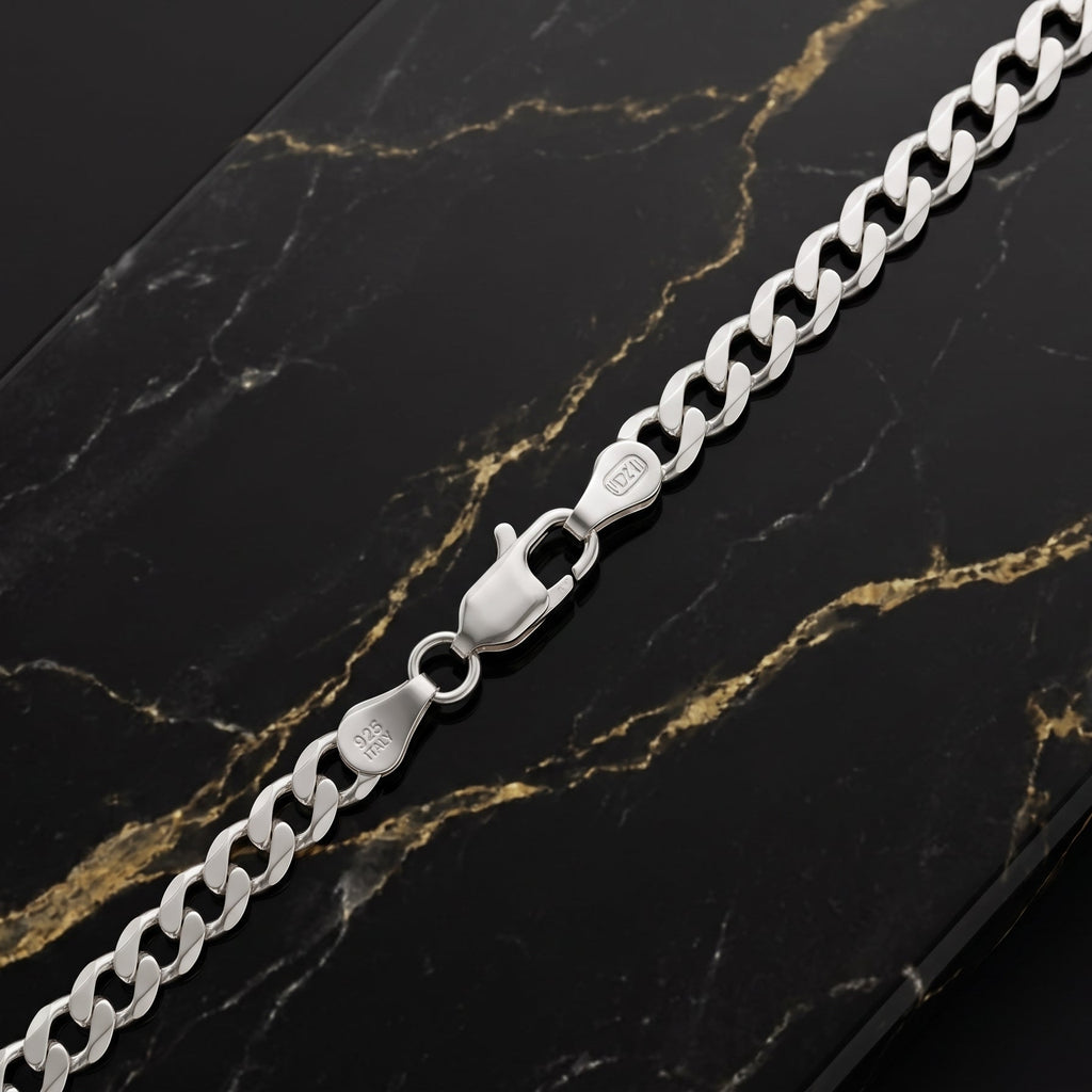 4mm 925 Solid Sterling Silver Curb Cuban Link Chain Necklace Mens Woman