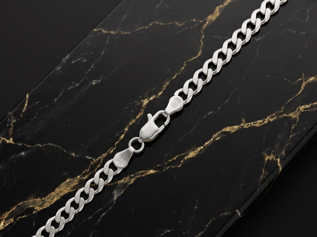 4mm 925 Sterling Silver Curb Cuban Link Solid Chain Bracelet 8" Mens Women