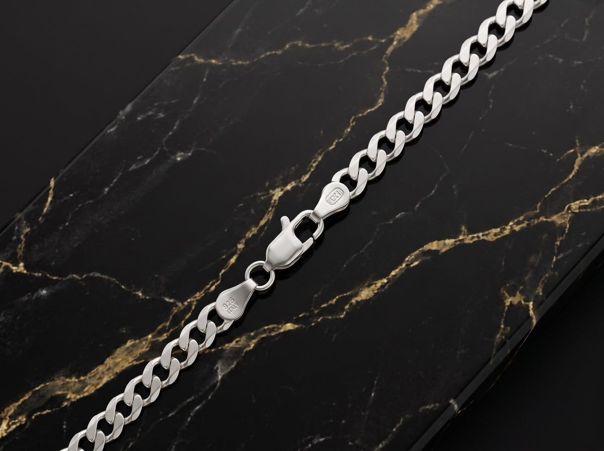 4mm 925 Sterling Silver Curb Cuban Link Solid Chain Bracelet 8" Mens Women