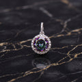 Round Mystic Topaz CZ Halo Pendant 925 Sterling Silver 10mm