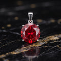 Round Red CZ Pendant 925 Sterling Silver 10mm