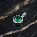 Round Green CZ Halo Pendant 925 Sterling Silver 10mm